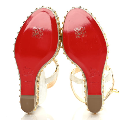 Christian Louboutin Calfskin Zarli Pyraclou 110 Platform Sandals 38 White 5 of 7