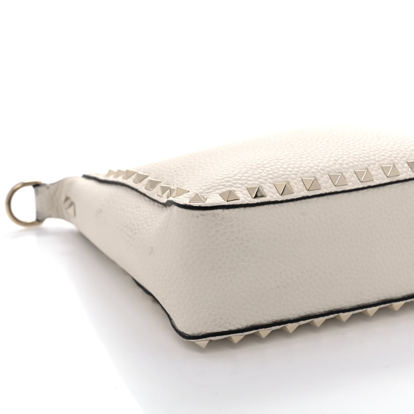 Pebbled Calfskin Mini Rockstud Flip-Lock Messenger Bag Light Ivory