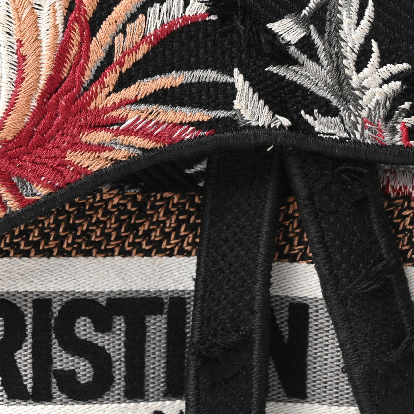 Canvas Embroidered Camouflage Flowers Saddle Bag Black Multicolor
