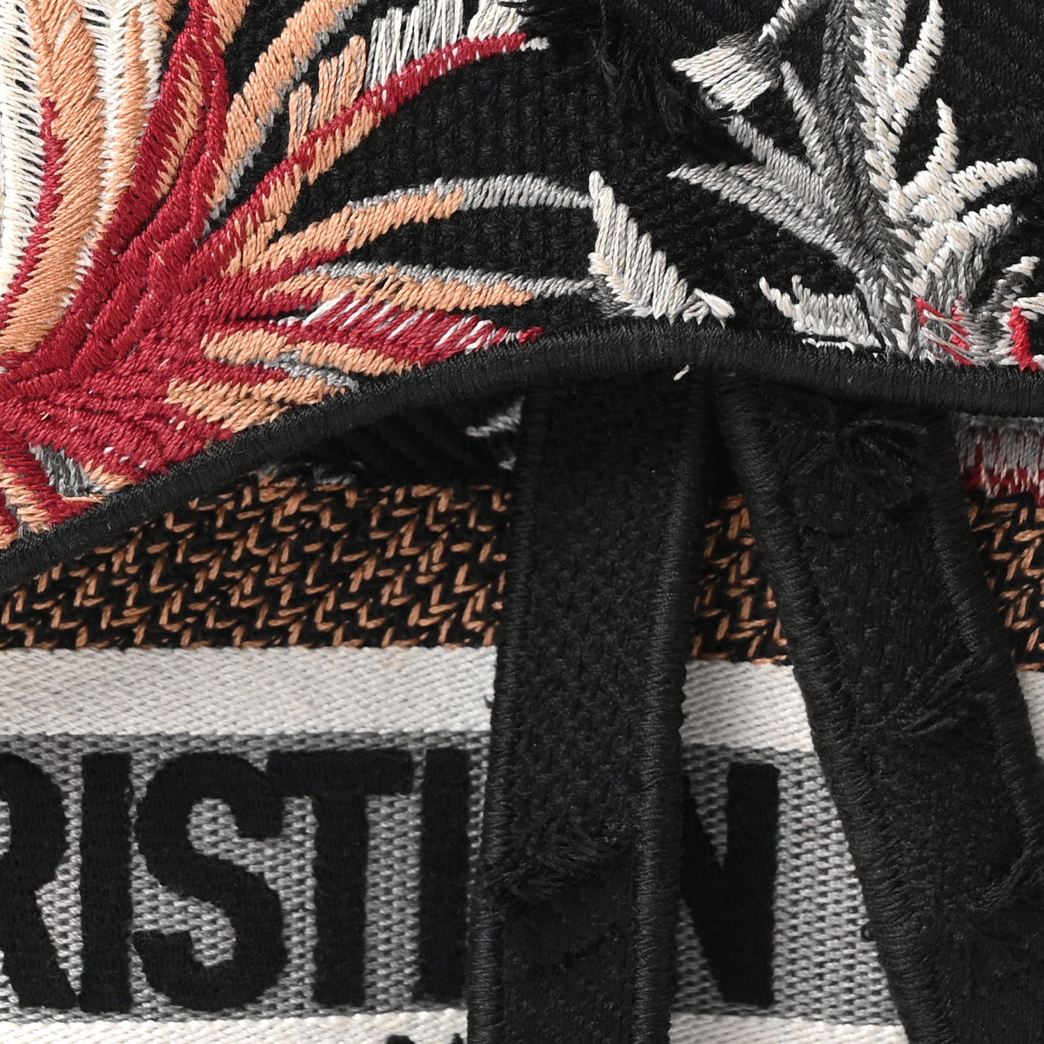 Christian Dior Canvas Embroidered Camouflage Flowers Saddle Bag Black Multicolor 8 of 10