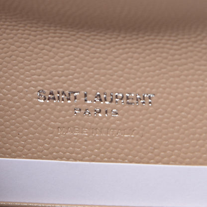 Saint Laurent Grain De Poudre Matelasse Chevron Small Monogram Envelope Wallet Dark Beige 6 of 8
