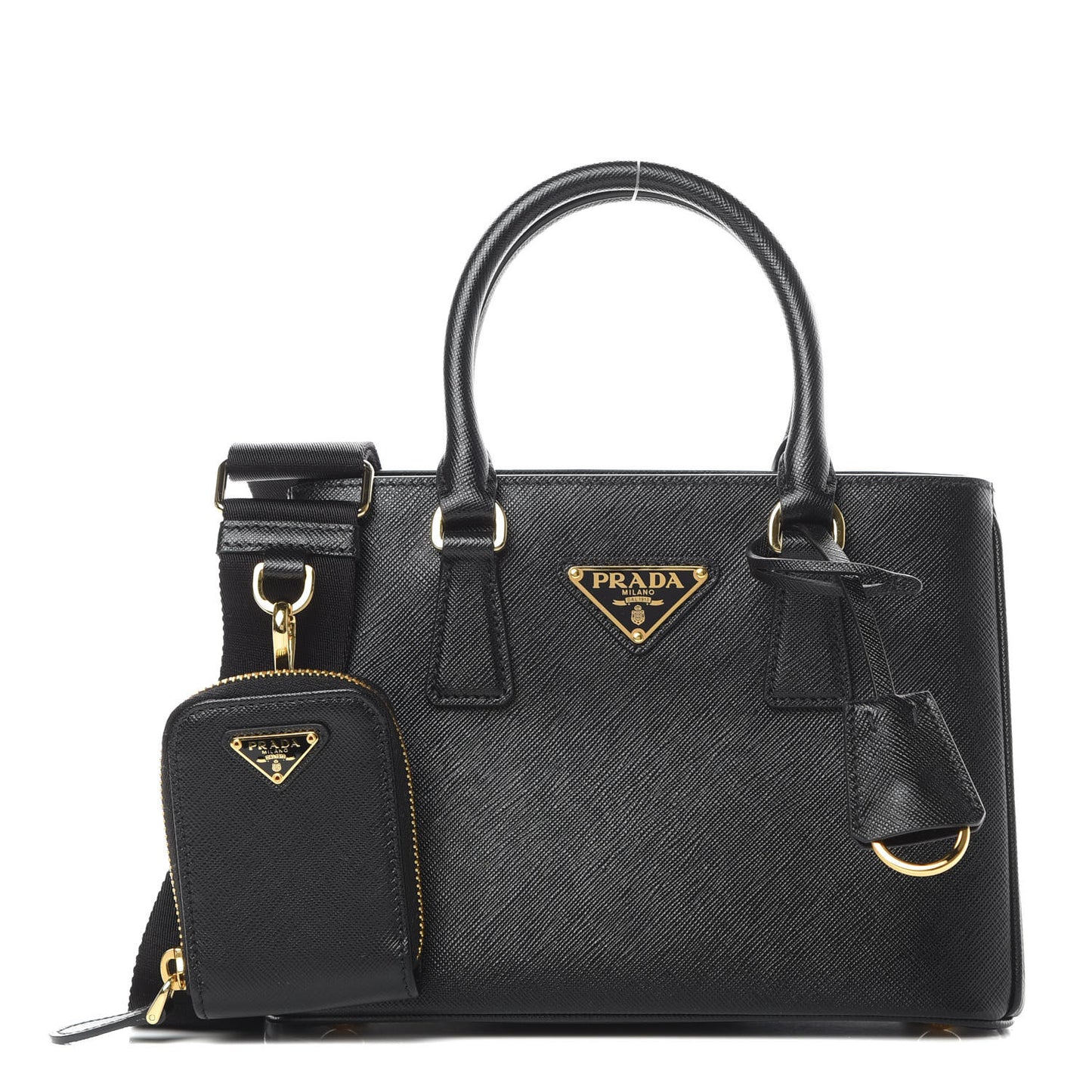 Saffiano Lux Micro Galleria Shoulder Bag Black