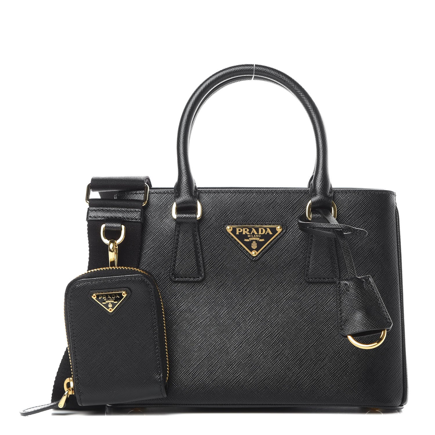Prada Saffiano Lux Micro Galleria Shoulder Bag Black 1 of 10