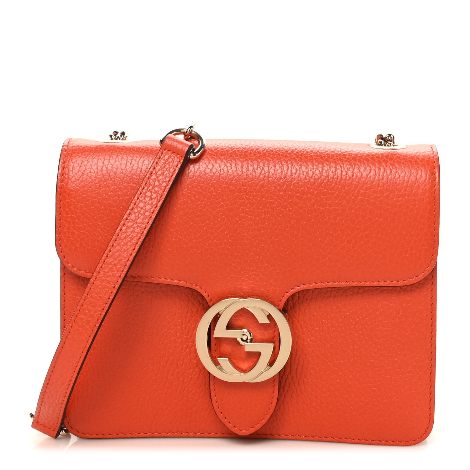 Gucci Dollar Calfskin Small Interlocking G Shoulder Bag Sun Orange 1 of 10