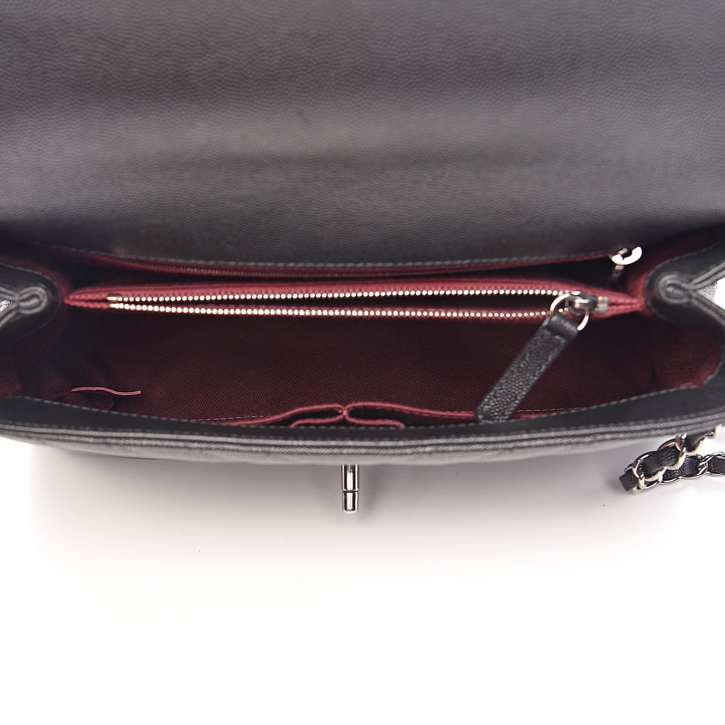 Caviar Chevron Quilted Small Coco Handle Flap Black