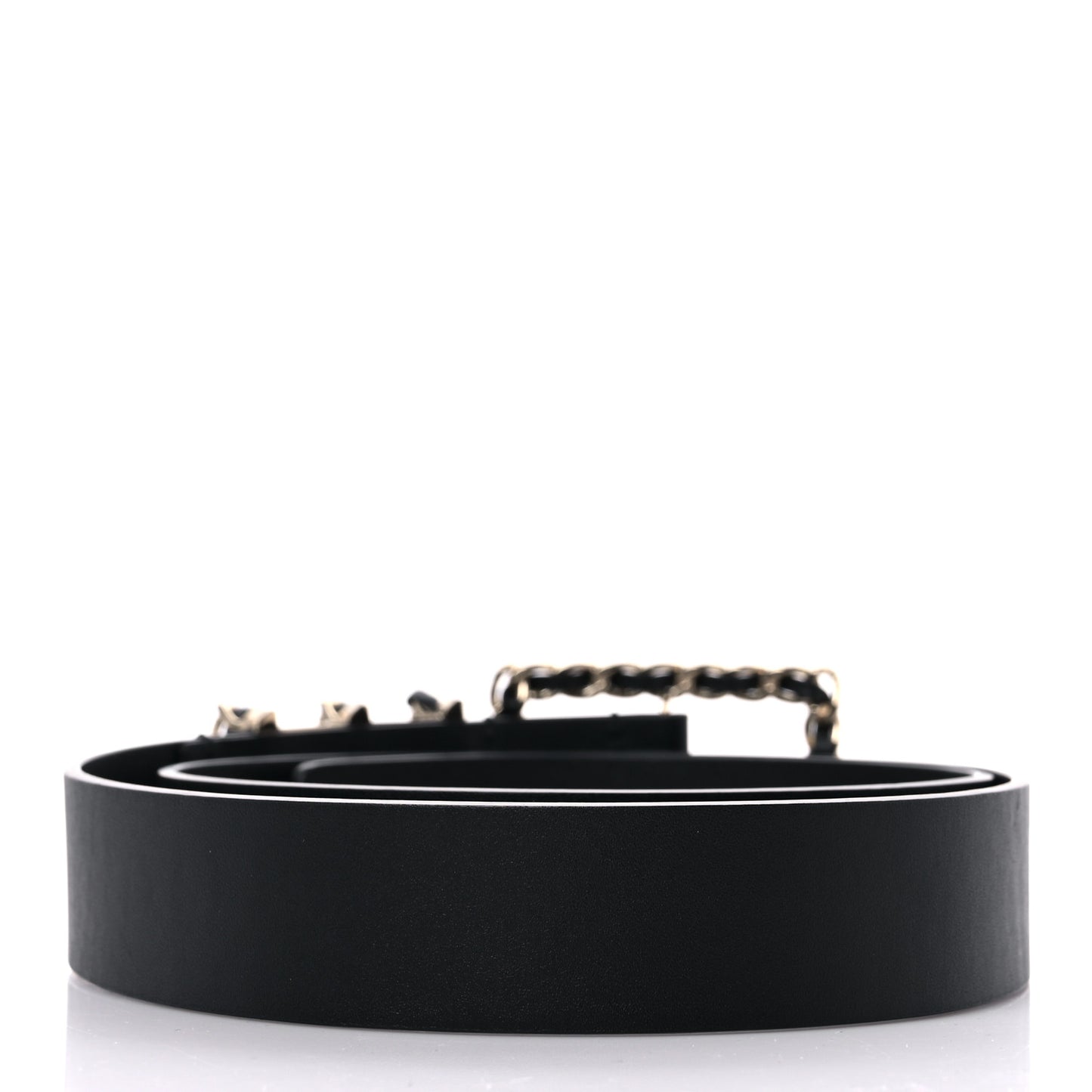 Lambskin Chain Square Buckle Belt 80 32 Black