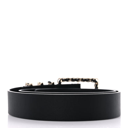 Chanel Lambskin Chain Square Buckle Belt 80 32 Black 2 of 11