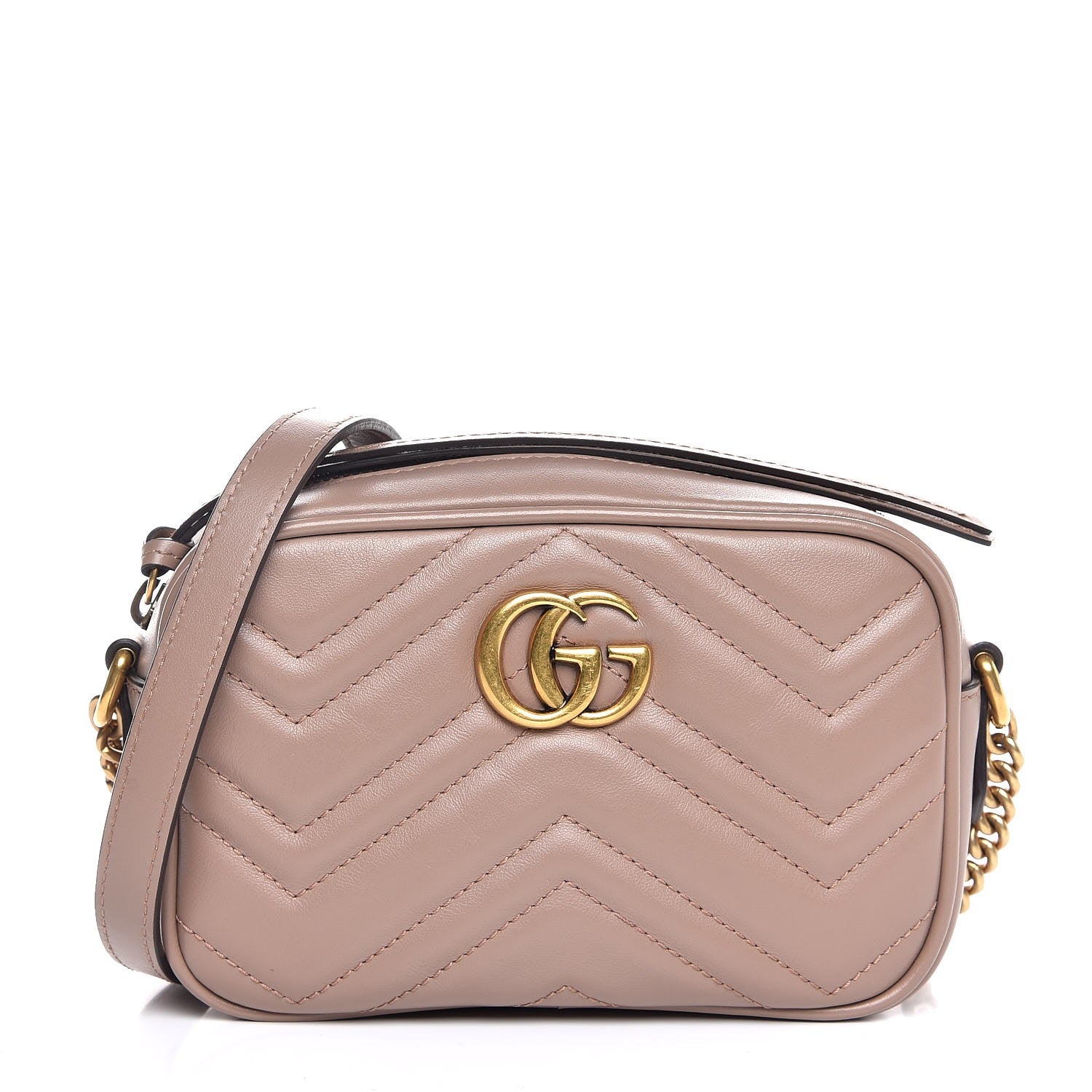 Gucci Calfskin Matelasse Mini GG Marmont Chain Shoulder Bag Nude 1 of 8
