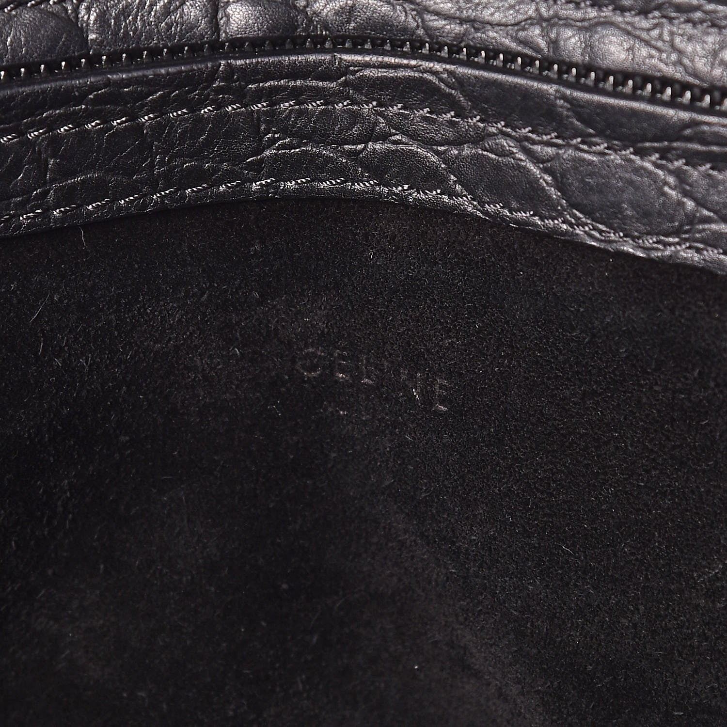 Celine Crocodile Embossed Calfskin Medium Phantom Luggage Black 8 of 18
