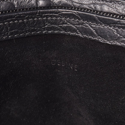 Celine Crocodile Embossed Calfskin Medium Phantom Luggage Black 8 of 18