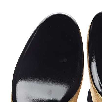 Saint Laurent Metallic Calfskin Smoking Slipper Flat Loafers 38 Gold 12 of 14