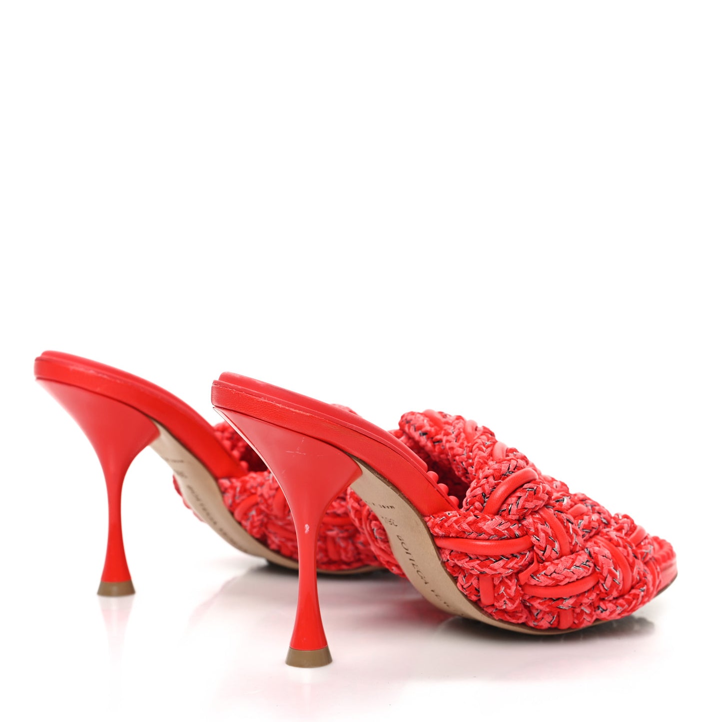 Lambskin Fabric Weave Intrecciato Dot Sandals 36.5 Bubble Gum Tomato