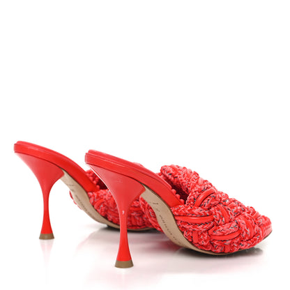 Bottega Veneta Lambskin Fabric Weave Intrecciato Dot Sandals 36.5 Bubble Gum Tomato 5 of 9