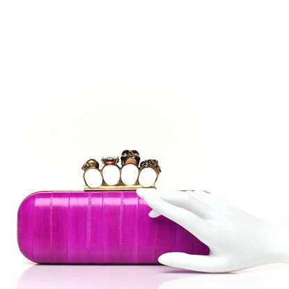 Alexander McQueen Eel Skull East West Knuckle Box Clutch Violet Magenta 2 of 8