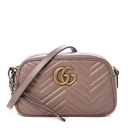 Gucci Calfskin Matelasse Small GG Marmont Chain Shoulder Bag Porcelain Rose 1 of 9