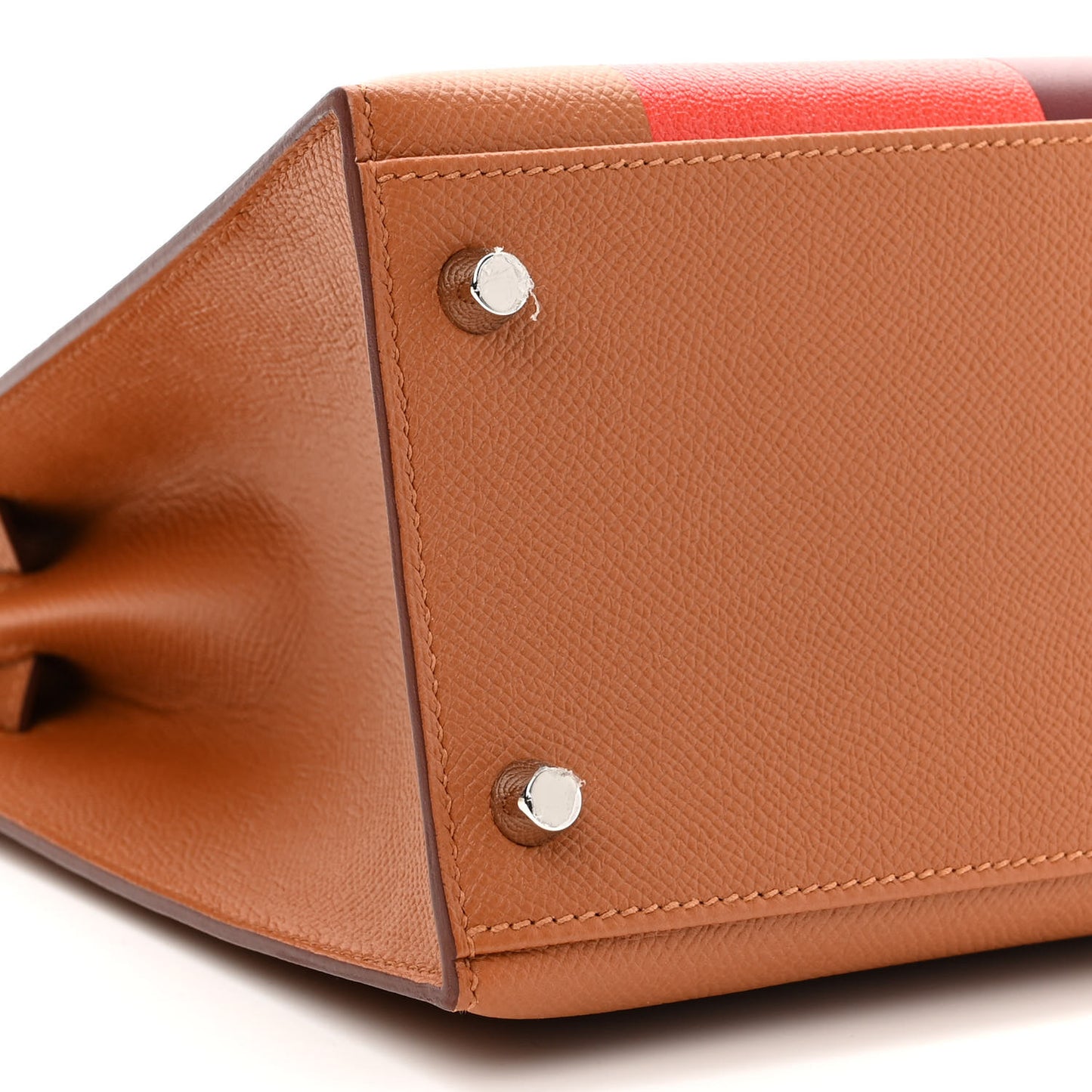 Epsom Chevre Mysore Sombrero Kellygraphie Lettre H Kelly Sellier 28 Capucine Gold Bordeaux