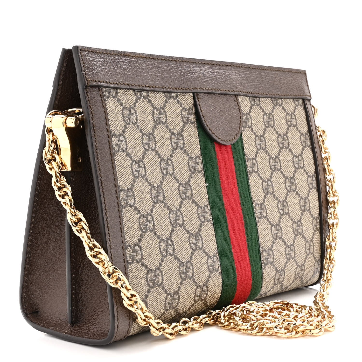 Gucci GG Supreme Monogram Web Small Ophidia Chain Shoulder Bag Brown 3 of 11