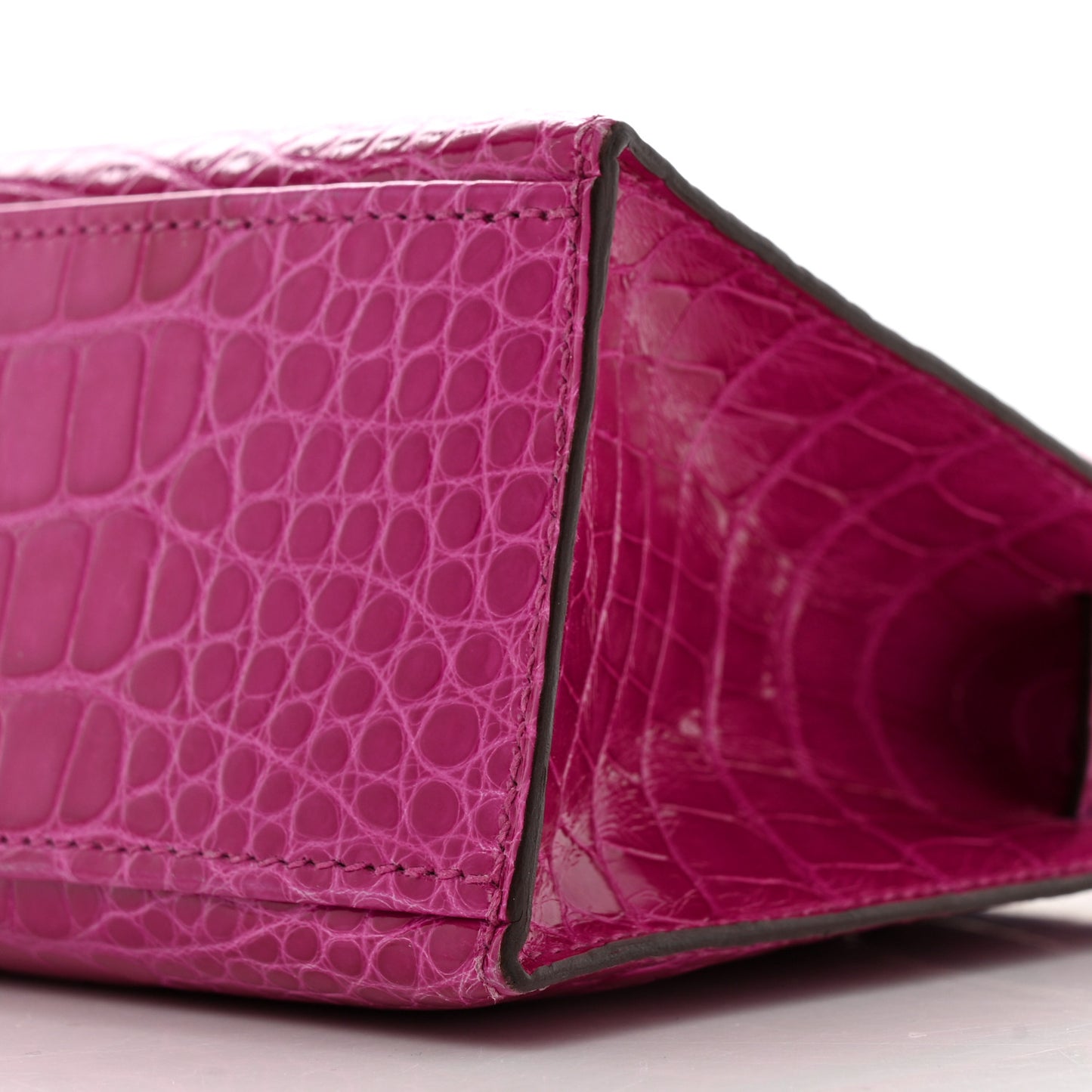 Shiny Alligator Kelly Pochette Rose Scheherazade