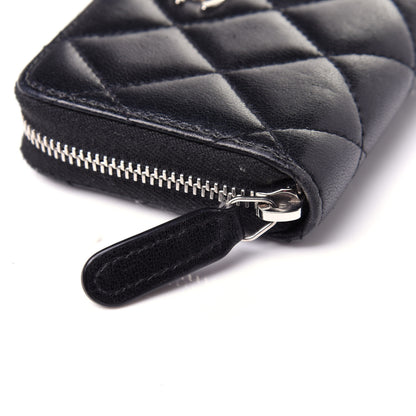 Chanel Lambskin Quilted Zip Coin Purse Black 10 of 10