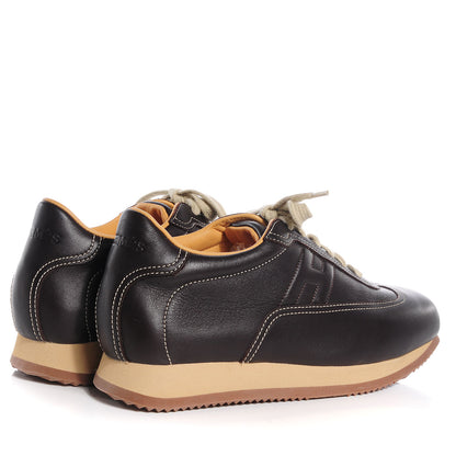 Hermes Leather Quick Sneakers 37.5 Brown 4 of 10