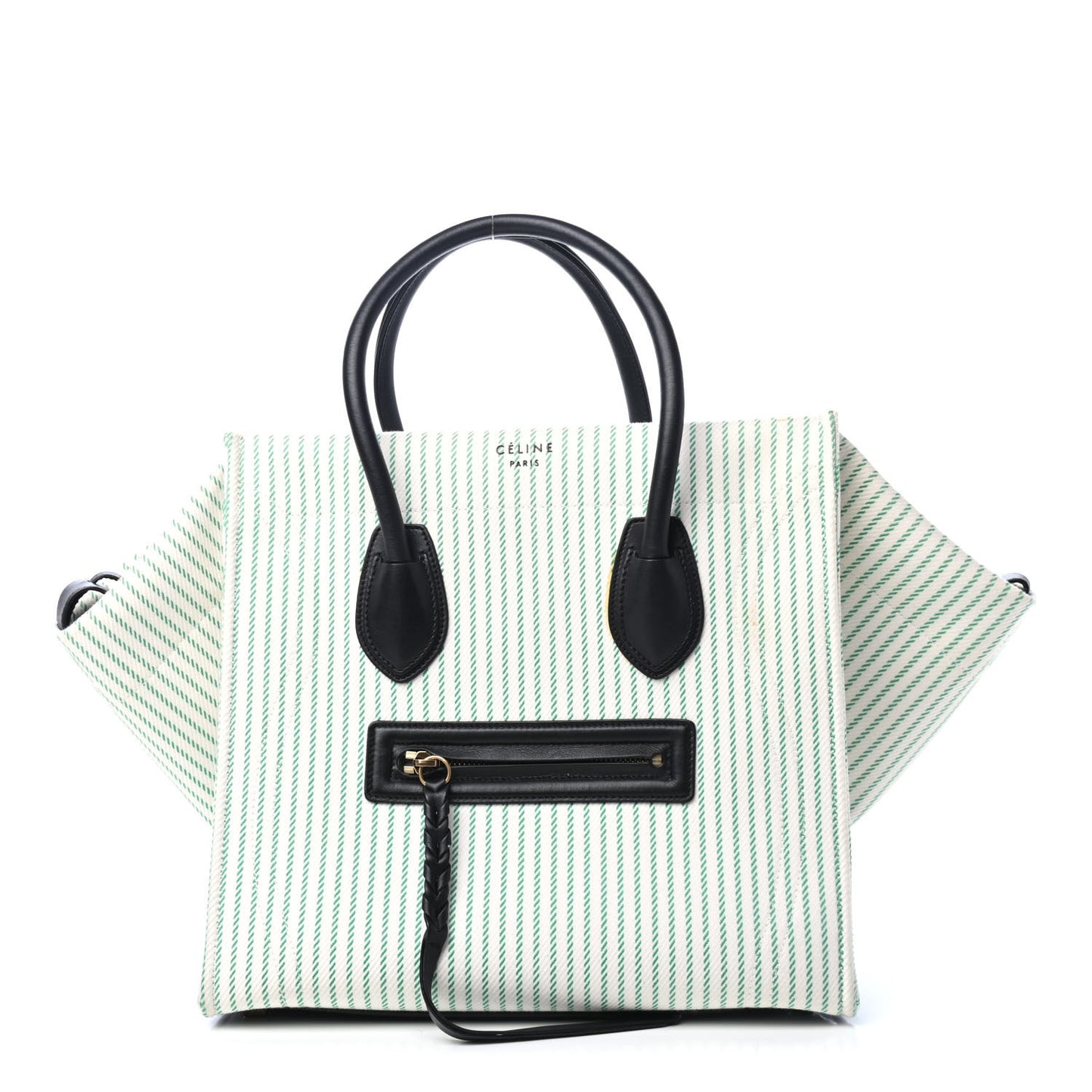 Cotton Canvas Striped Medium Phantom Luggage White Green
