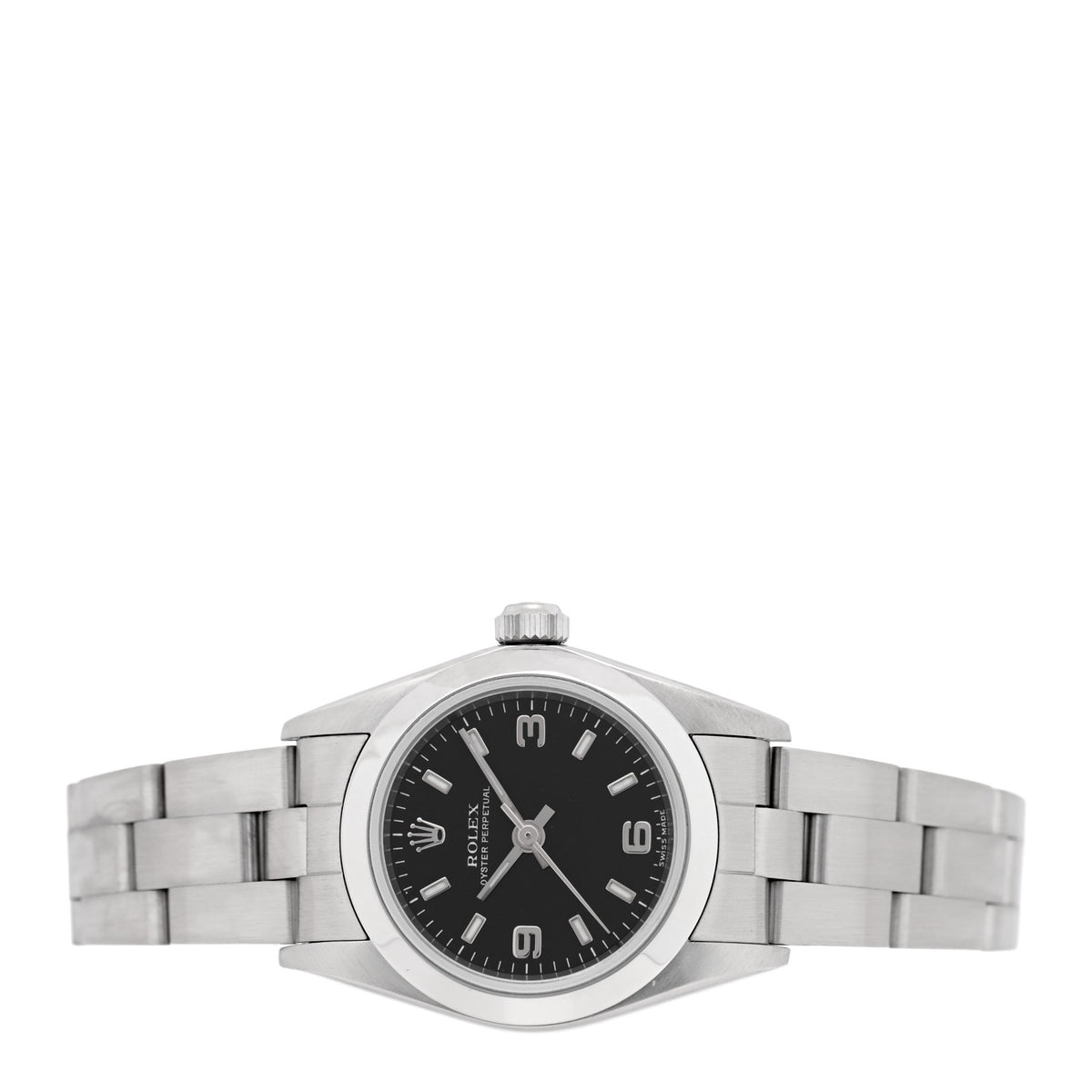 Rolex Stainless Steel 24mm Oyster Perpetual Watch Black 76080 2 of 4
