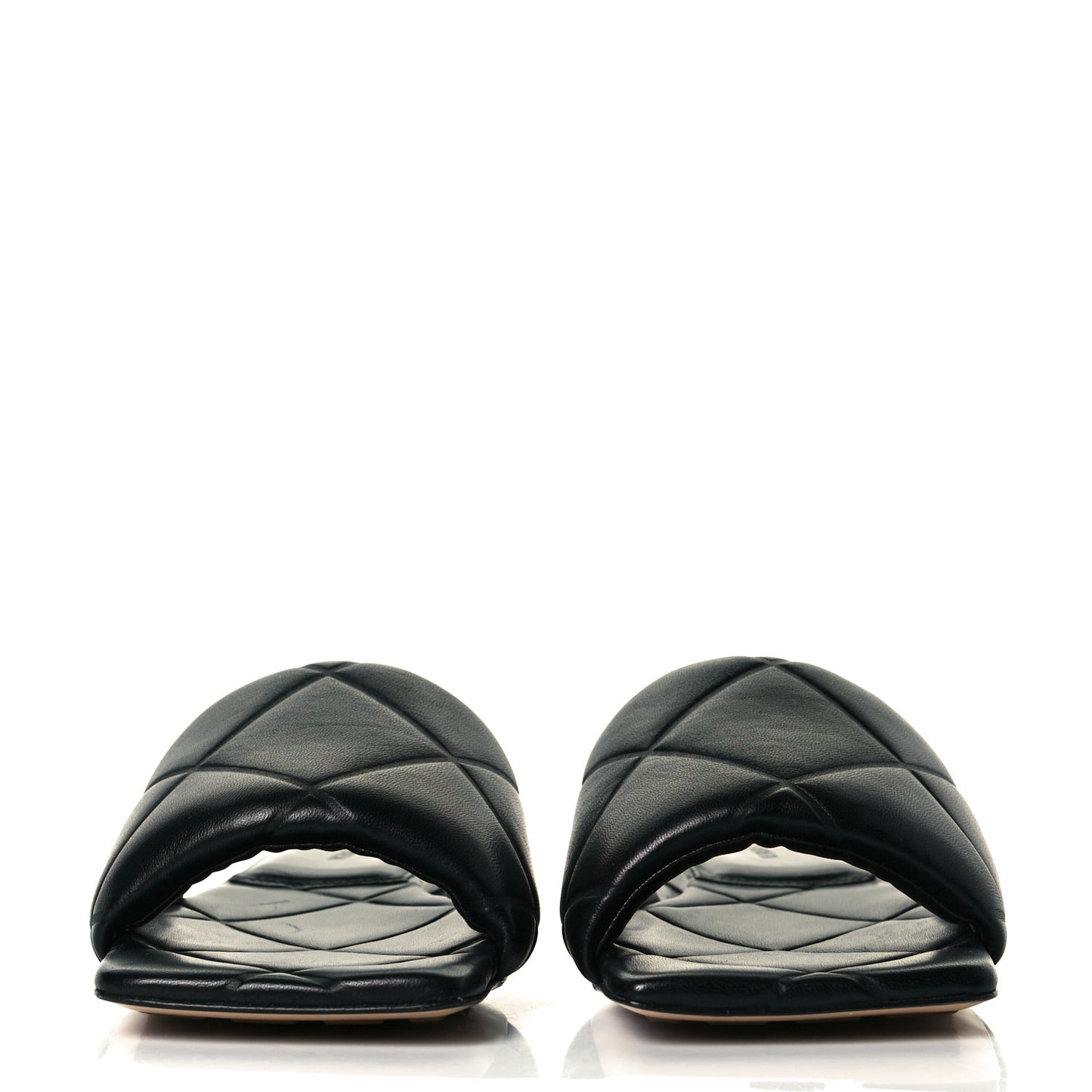 Nappa Quilted Rubber Lido Flat Sandals 37 Black