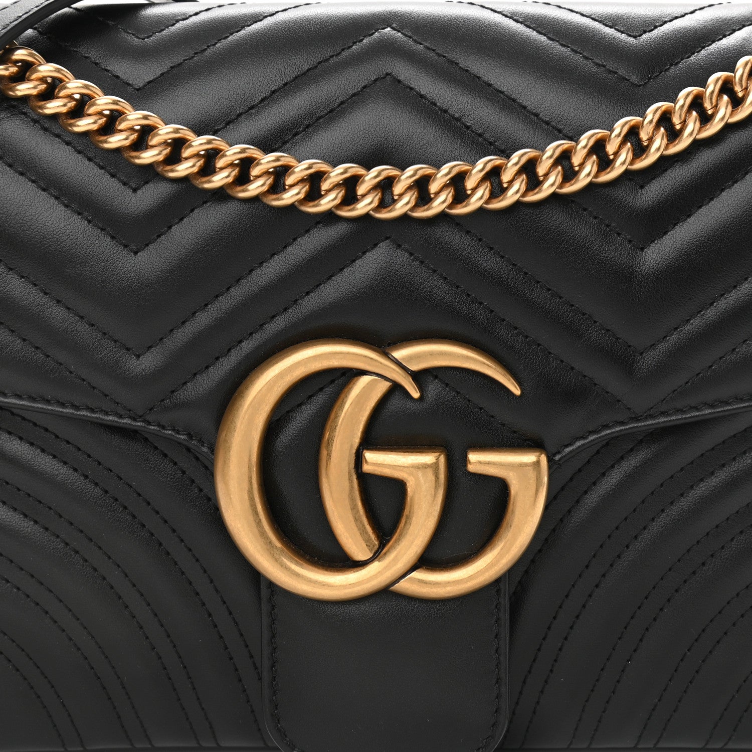 Gucci Calfskin Matelasse Medium GG Marmont Shoulder Bag Black 8 of 10