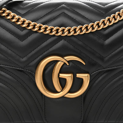 Gucci Calfskin Matelasse Medium GG Marmont Shoulder Bag Black 8 of 10