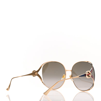 Gucci Metal Oversized Round Frame GG0225S Sunglasses Gold 4 of 7