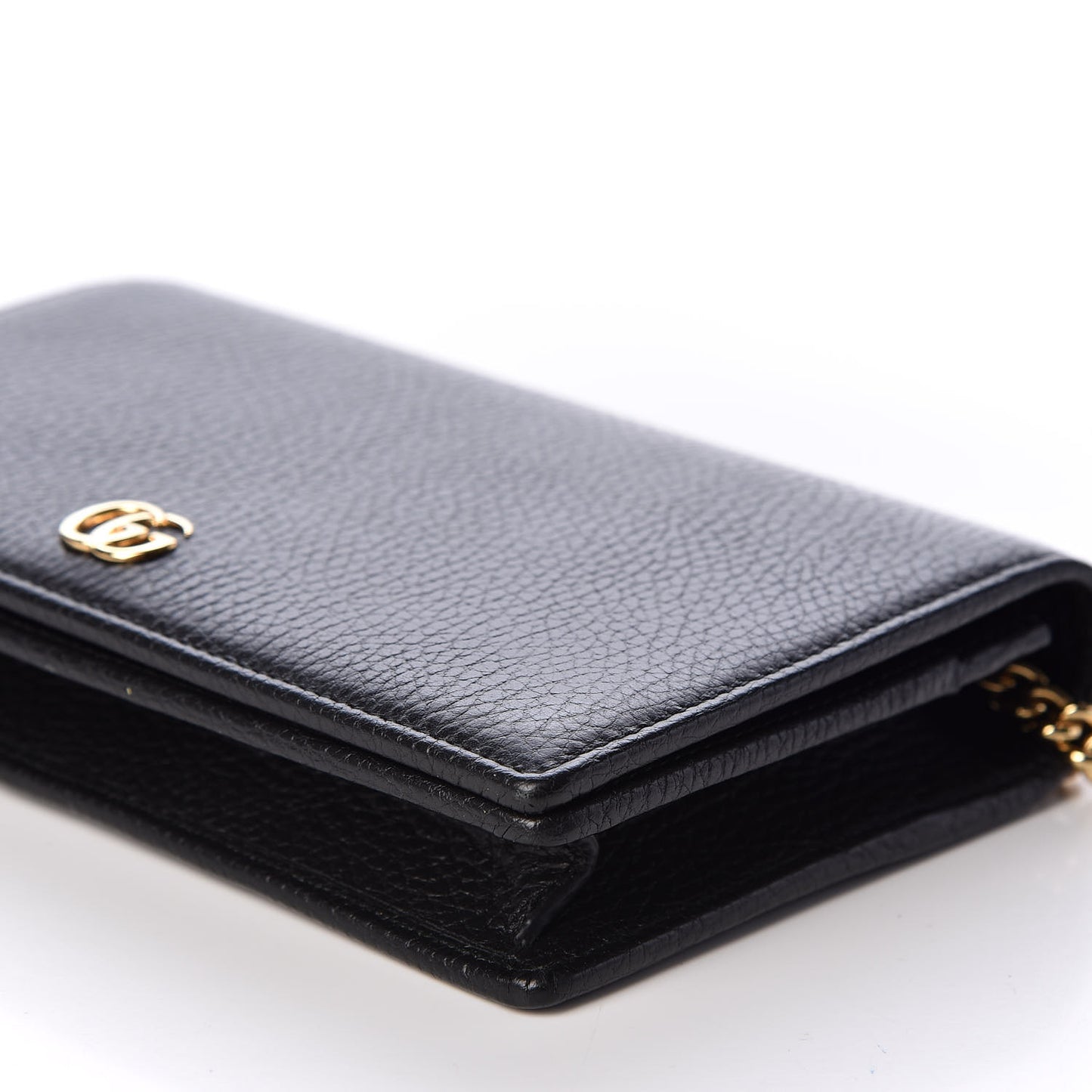Calfskin Mini GG Marmont Chain Wallet Black