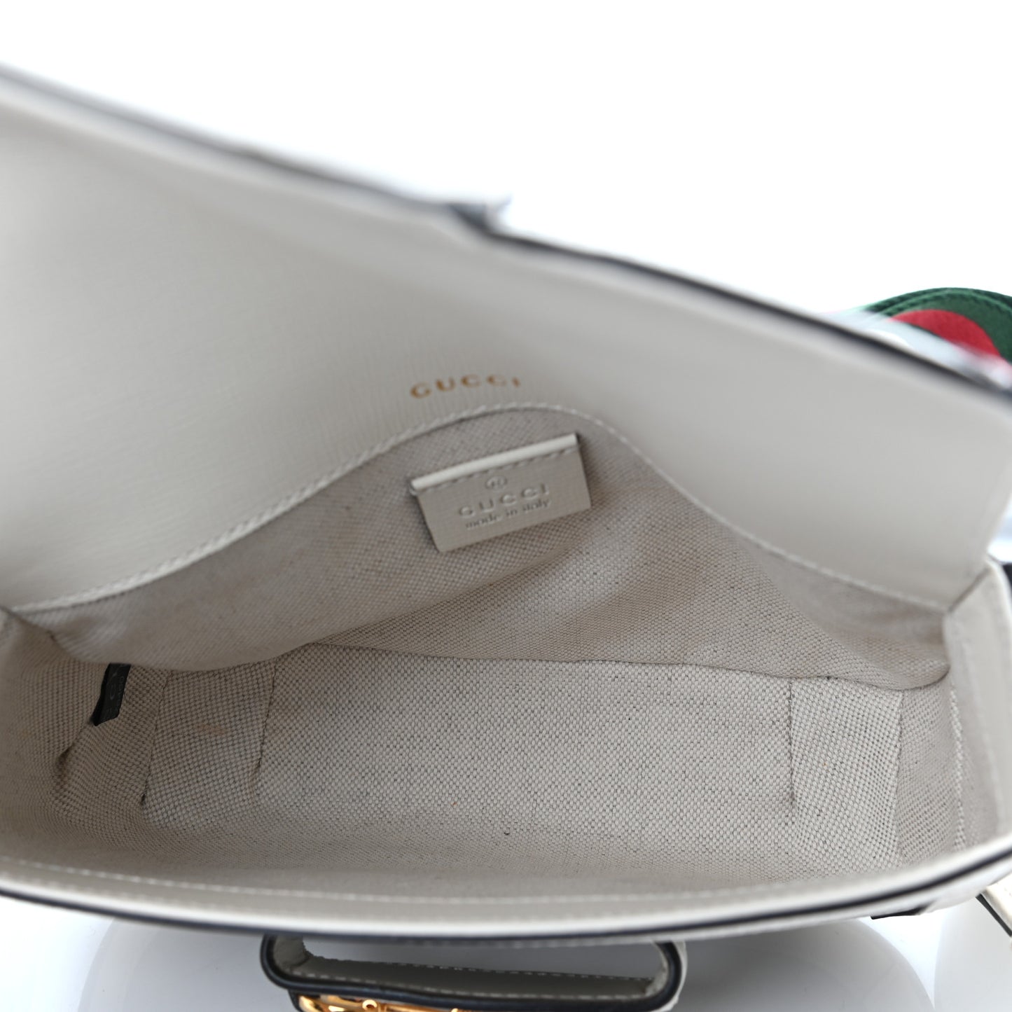GG Supreme Monogram Web Mini Horsebit 1955 Shoulder Bag Beige Mystic White