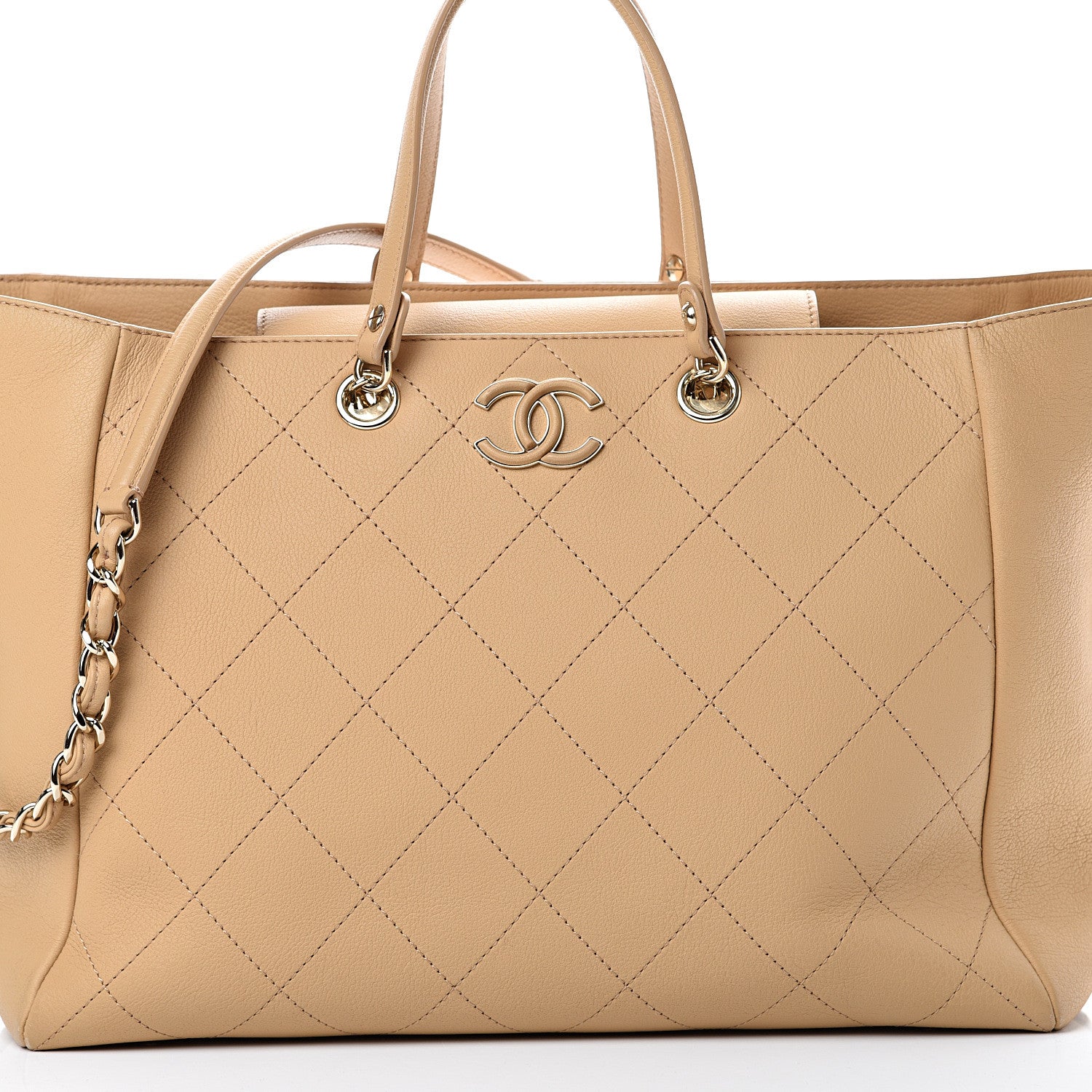 Chanel Bullskin Stitched Medium Shopping Bag Beige 9 of 13