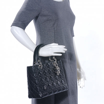 Christian Dior Lambskin Cannage Medium Lady Dior Black 2 of 9