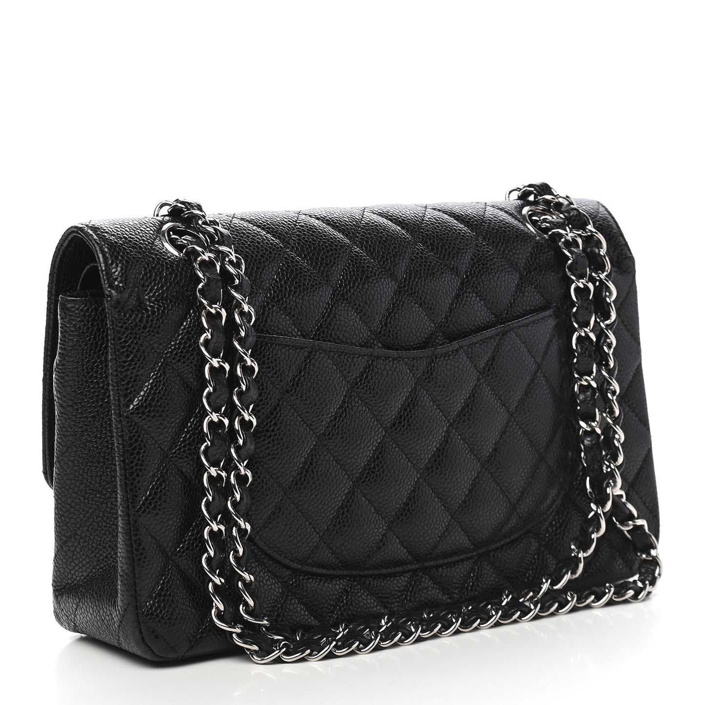 Caviar Quilted Medium Double Flap Black