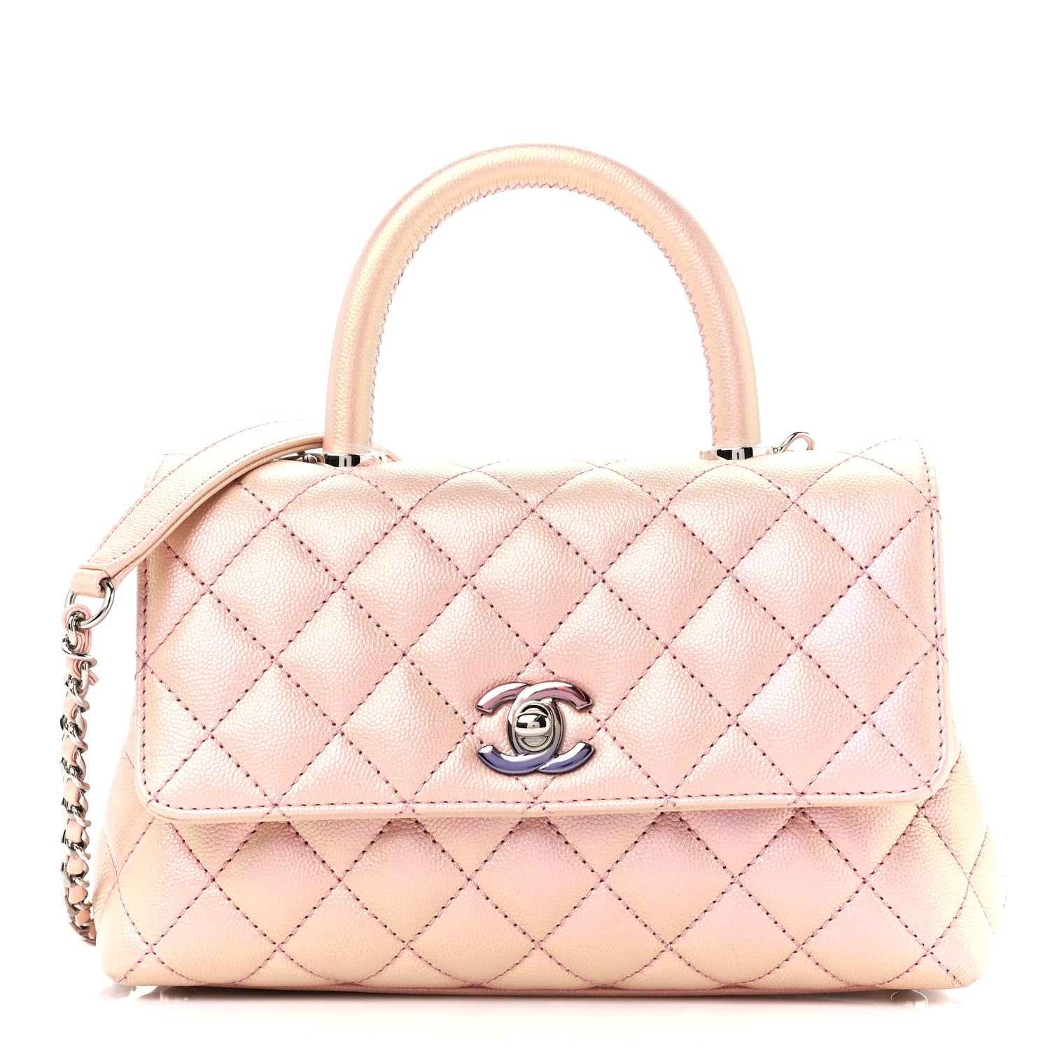 Chanel Iridescent Caviar Quilted Mini Coco Handle Flap Pink 1 of 11