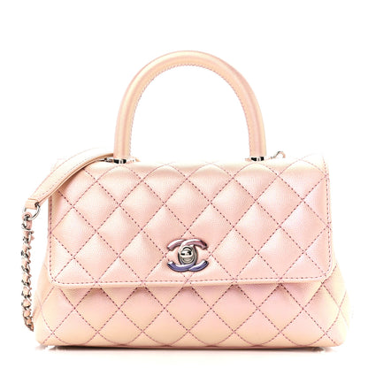 Chanel Iridescent Caviar Quilted Mini Coco Handle Flap Pink 1 of 11