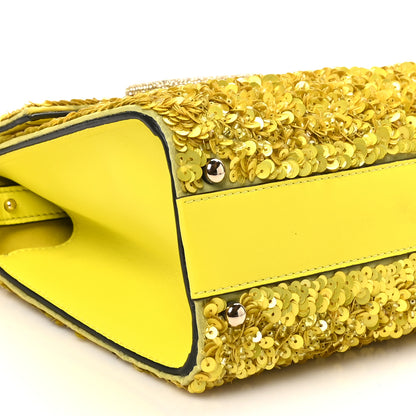 Valentino Garavani Sequin Crystal Embroidered Mini Vsling Top Handle Bag Yellow 8 of 9