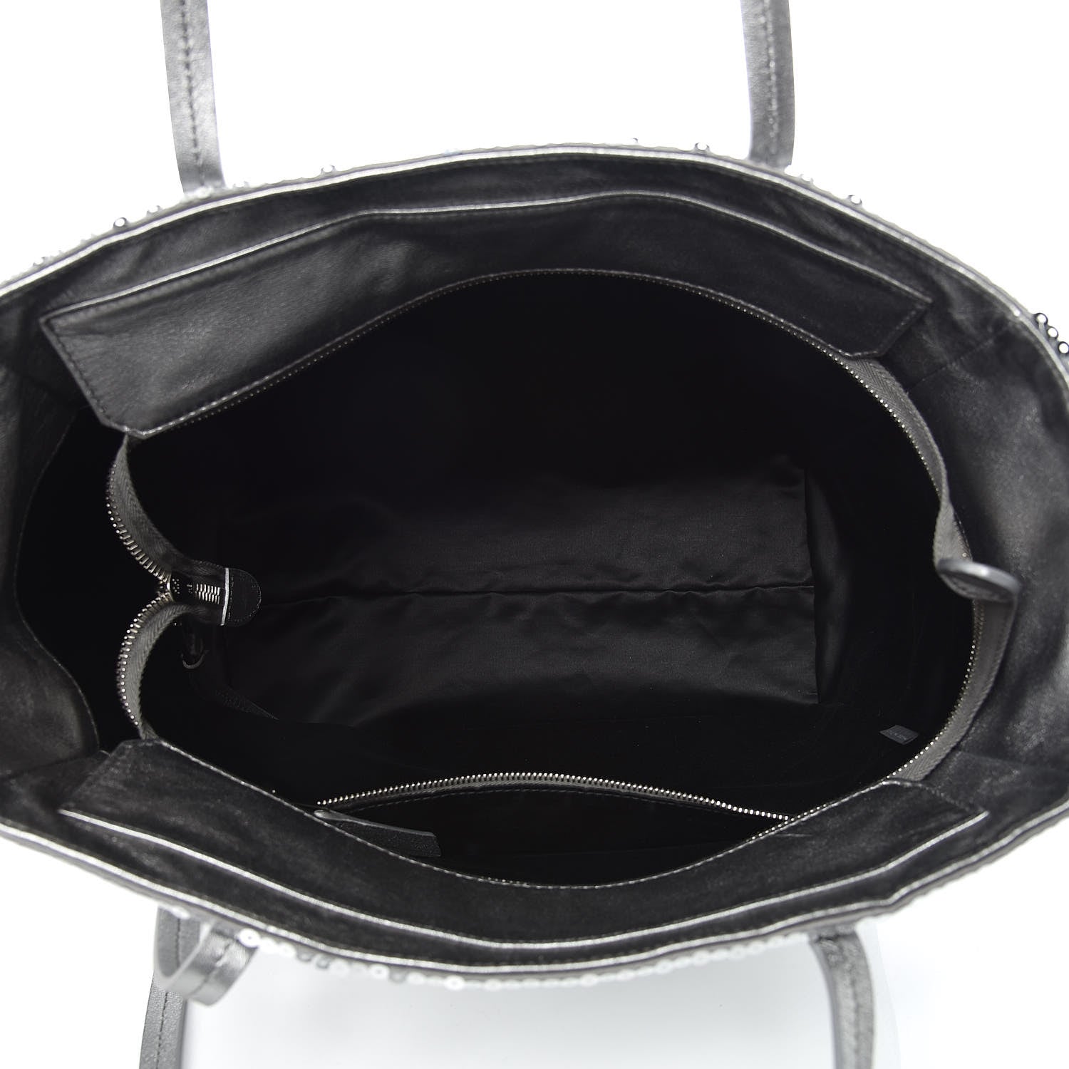 Miu Miu Paillettes Sequin Logo Tote Argento 5 of 6