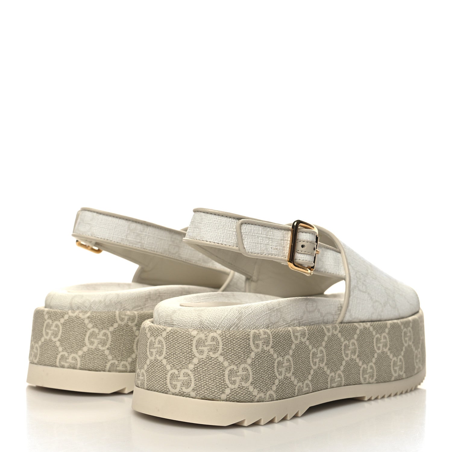 Gucci GG Supreme Monogram Angelina Platform 35mm Slingback Sandals 36 White Mystic White 4 of 9