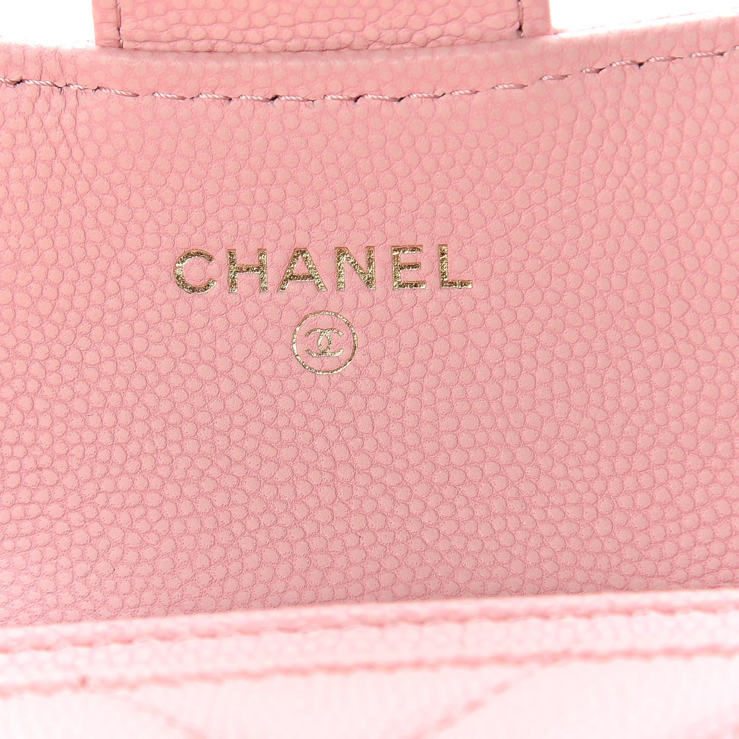 Caviar Chevron Quilted Flap Card Holder Pink