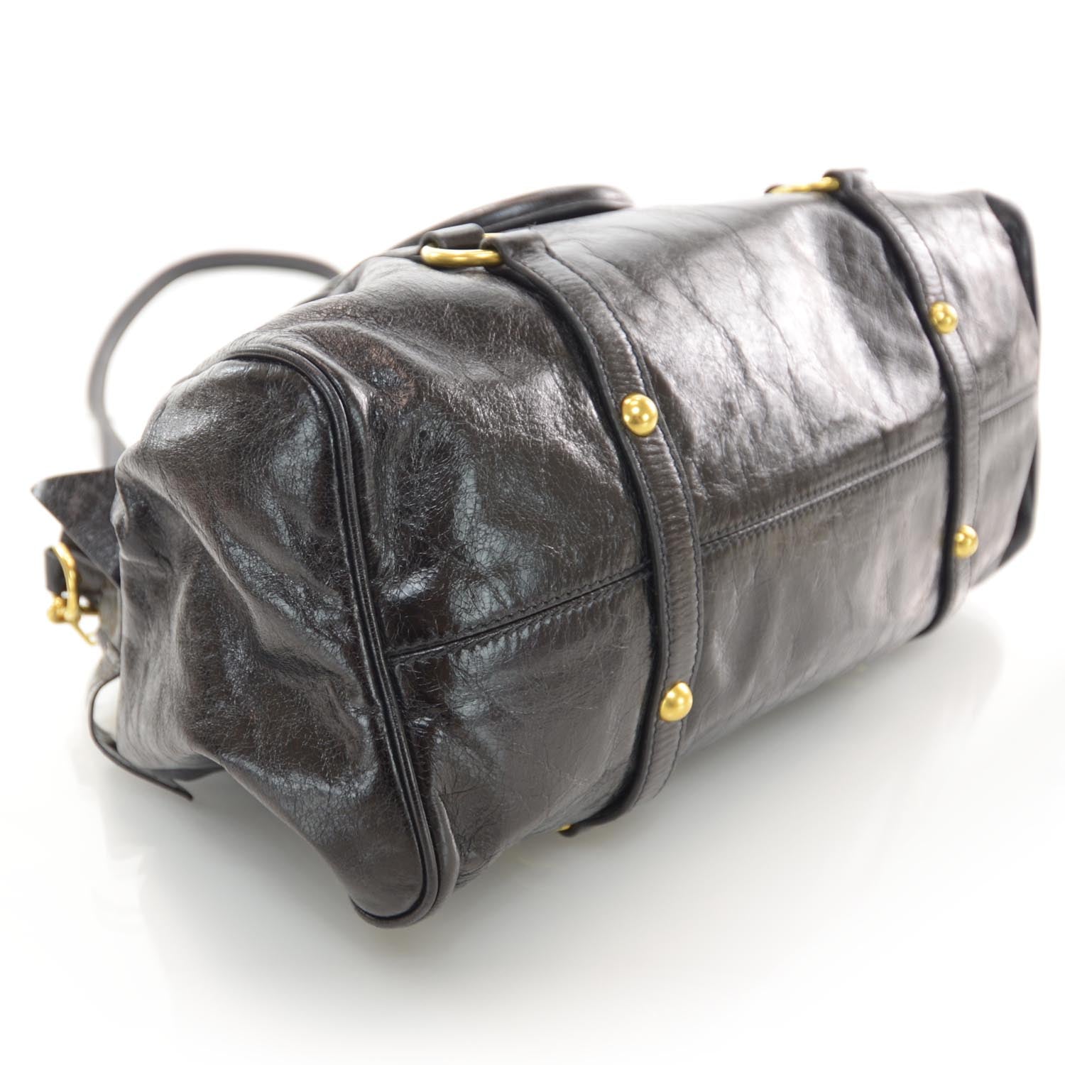 Miu Miu Leather Vitello Lux Bow Bag Black 4 of 7