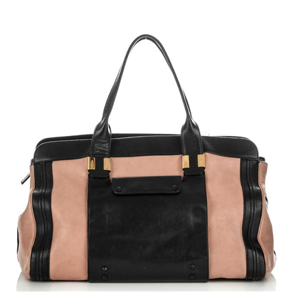 Chloe Calfskin Large Alice Satchel Black Anemone Pink 1 of 6