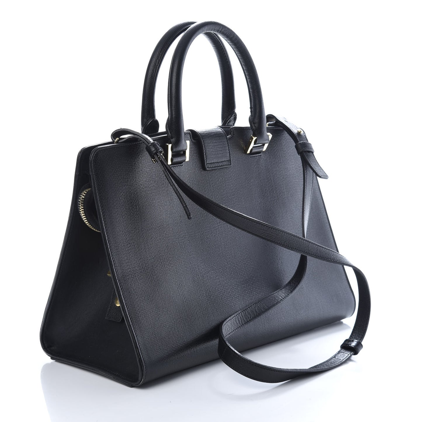 Textured Calfskin Medium Classic Y Cabas Black