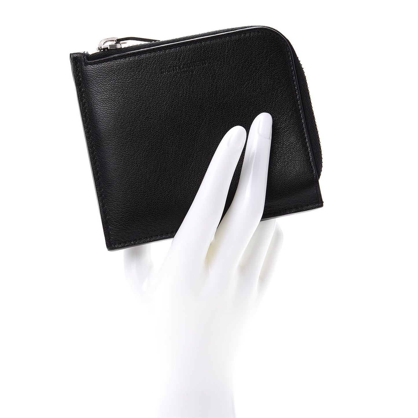 Calfskin Rider California Zipped Coin Pouch Wallet Black