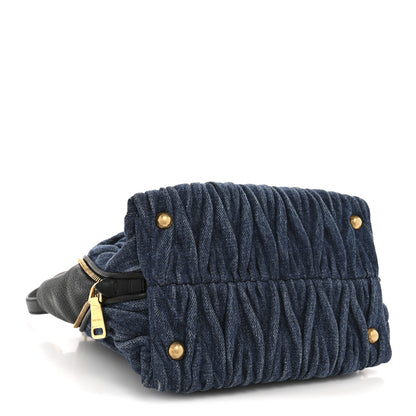 Miu Miu Denim Matelasse Small Zip Tote Blue 4 of 11