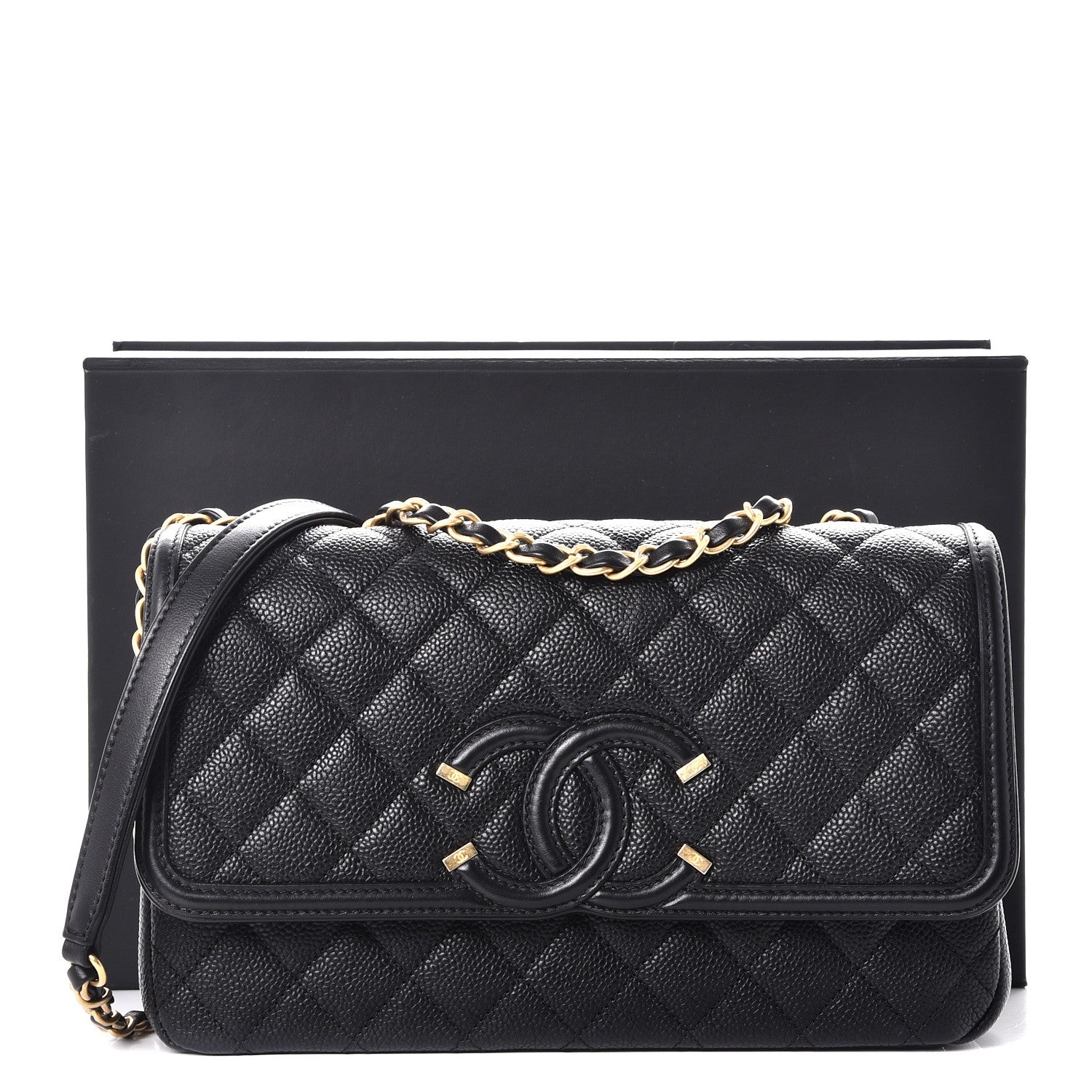 Chanel Caviar Quilted Medium CC Filigree Flap Black 9 of 9