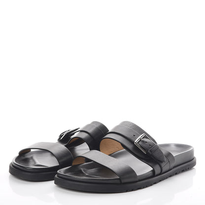 Hermes Calfskin Mens Tao Sandals 44 Black 3 of 8