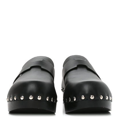 Hermes Calfskin Calya Mules 37 Black 2 of 8