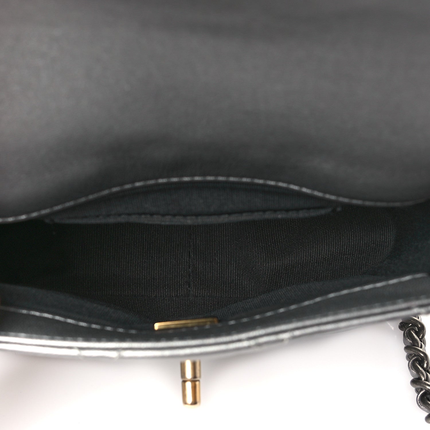 Chanel Metallic Lambskin Quilted Mini Side Note Flap Grey 5 of 11